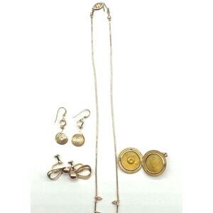 Gold Filled Assorted Vintage Jewelry Lot w/ 18" Chain & Locket W&H Co/ Van Dell